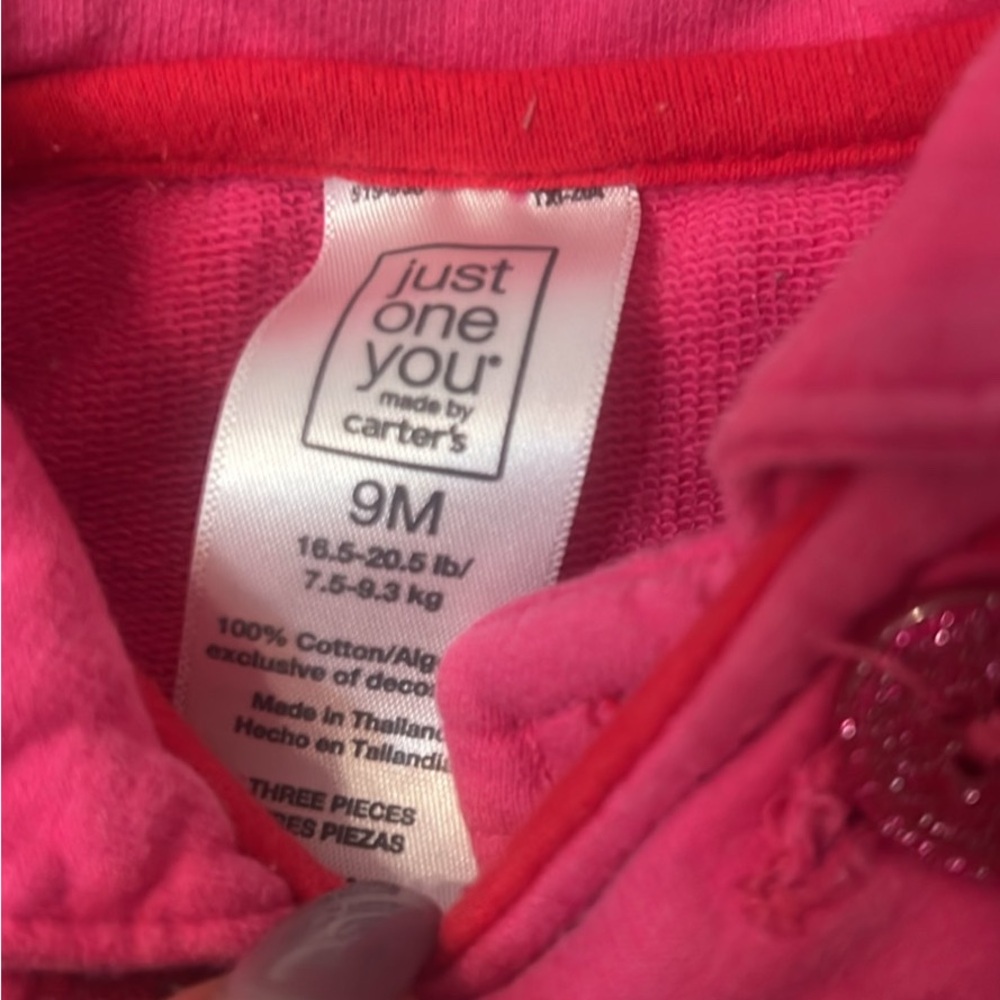 Carter’s Just One You 9 Months Baby Girl Pink 100% Cotton Light Jacket Buttons - Picture 5 of 5